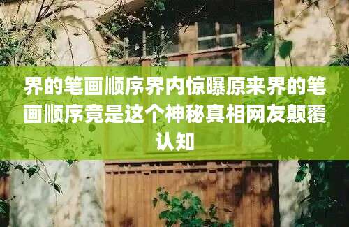 界的笔画顺序界内惊曝原来界的笔画顺序竟是这个神秘真相网友颠覆认知