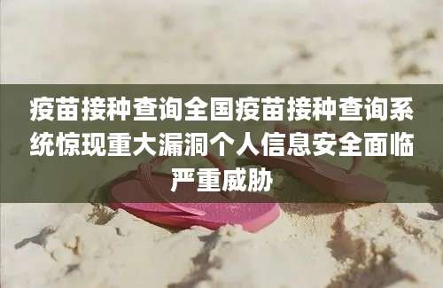 疫苗接种查询全国疫苗接种查询系统惊现重大漏洞个人信息安全面临严重威胁