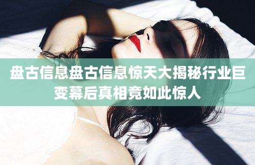 盘古信息盘古信息惊天大揭秘行业巨变幕后真相竟如此惊人