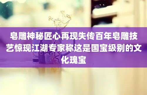 皂雕神秘匠心再现失传百年皂雕技艺惊现江湖专家称这是国宝级别的文化瑰宝
