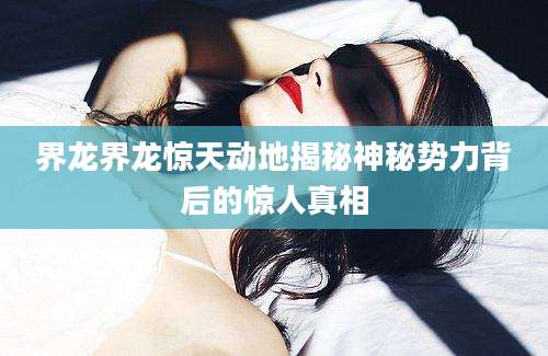 界龙界龙惊天动地揭秘神秘势力背后的惊人真相
