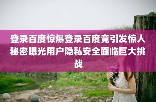 登录百度惊爆登录百度竟引发惊人秘密曝光用户隐私安全面临巨大挑战
