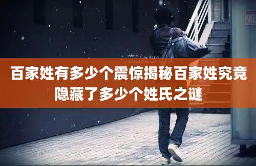 百家姓有多少个震惊揭秘百家姓究竟隐藏了多少个姓氏之谜
