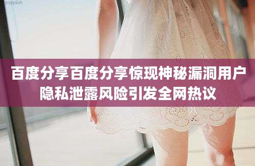 百度分享百度分享惊现神秘漏洞用户隐私泄露风险引发全网热议