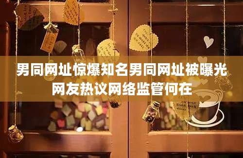 男同网址惊爆知名男同网址被曝光网友热议网络监管何在
