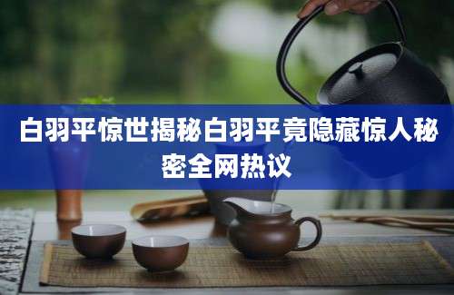 白羽平惊世揭秘白羽平竟隐藏惊人秘密全网热议