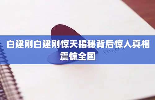 白建刚白建刚惊天揭秘背后惊人真相震惊全国