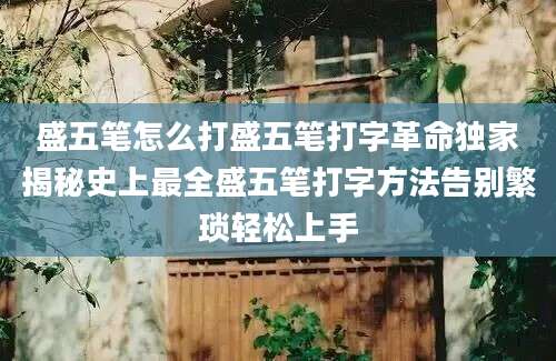 盛五笔怎么打盛五笔打字革命独家揭秘史上最全盛五笔打字方法告别繁琐轻松上手