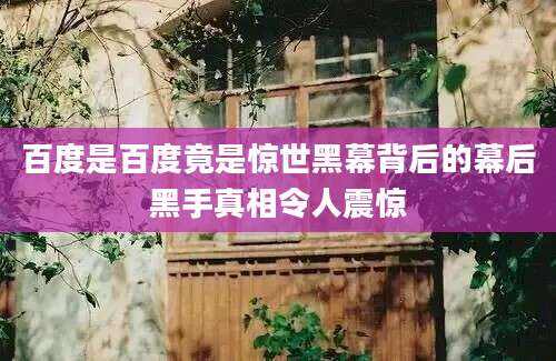 百度是百度竟是惊世黑幕背后的幕后黑手真相令人震惊