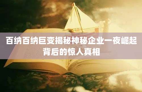 百纳百纳巨变揭秘神秘企业一夜崛起背后的惊人真相