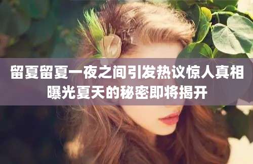 留夏留夏一夜之间引发热议惊人真相曝光夏天的秘密即将揭开