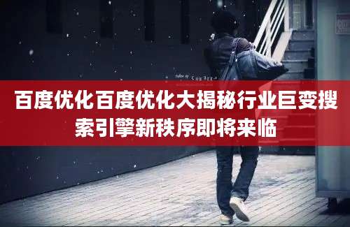 百度优化百度优化大揭秘行业巨变搜索引擎新秩序即将来临