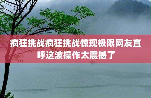 疯狂挑战疯狂挑战惊现极限网友直呼这波操作太震撼了