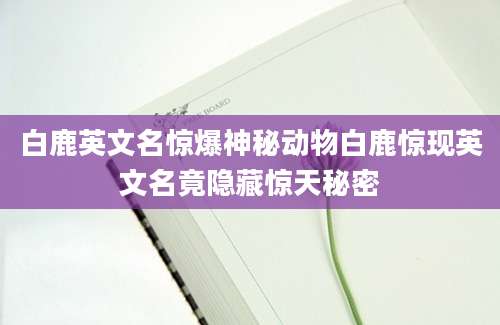 白鹿英文名惊爆神秘动物白鹿惊现英文名竟隐藏惊天秘密
