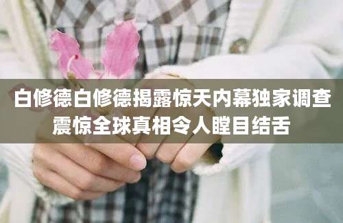 白修德白修德揭露惊天内幕独家调查震惊全球真相令人瞠目结舌