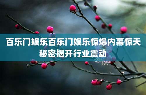 百乐门娱乐百乐门娱乐惊爆内幕惊天秘密揭开行业震动